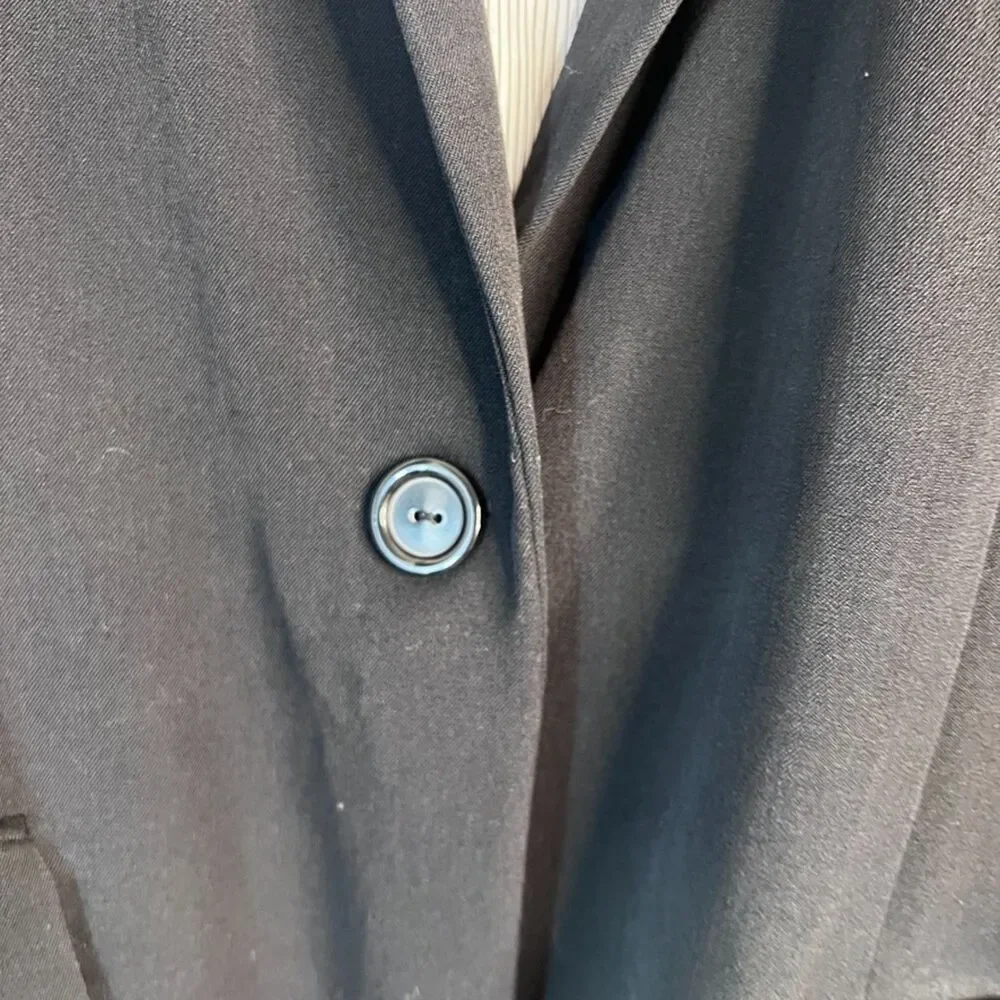 Vixen Black Contrast‎ Roll Cuff One Button Blazer Jacket Size LG